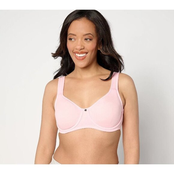 Breezies Cotton Stretch Full Support Unlined Underwire Bra Rosebud,48 C A633129 - Picture 1 of 1